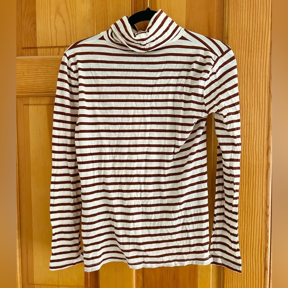 Madewell Whisper Cotton Turtleneck in Baker Rust Stripe - Picture 4 of 4